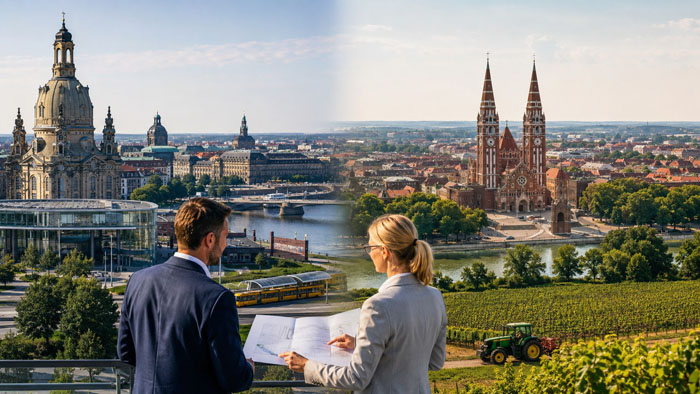 Regionale Wirtschaftsräume in Sachsen und Csongrád-Csanád und Szeged im Vergleich